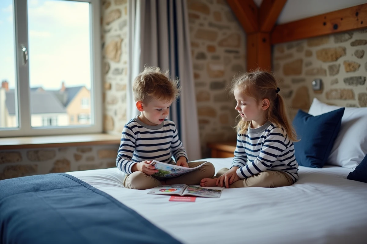 Freres et soeurs dans une chambre d hotel bretonne