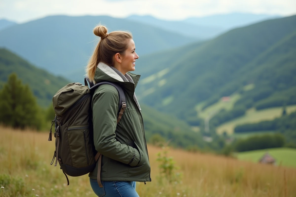 Femme souriante en randonnée dans les Alpes françaises