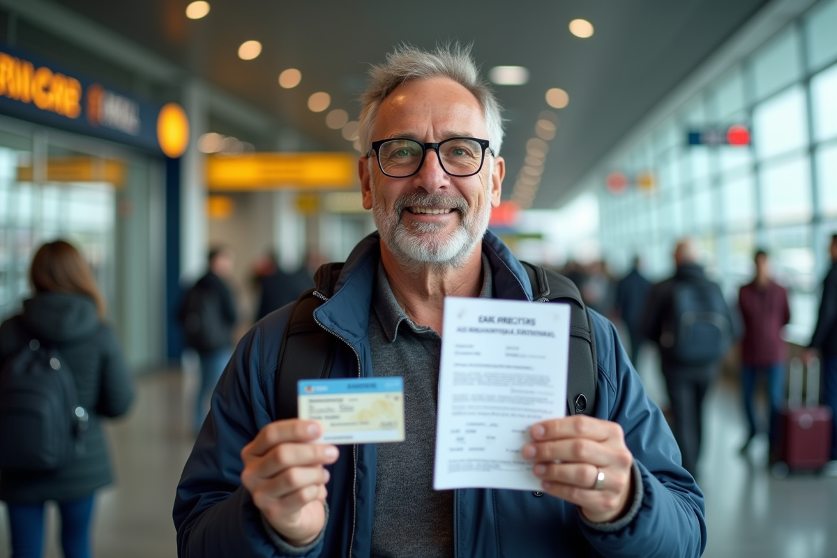 Homme avec permis et réservation voiture à l