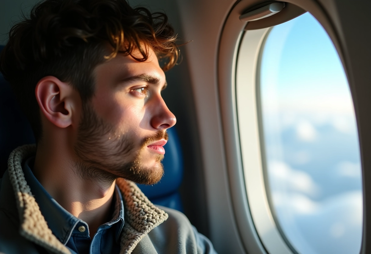 Jeune homme contemplant le ciel depuis l